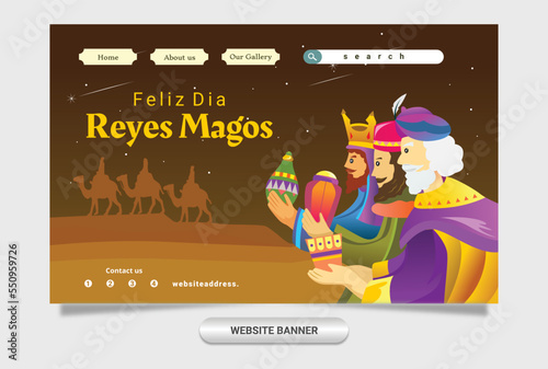 website template with the theme of three kings bringing gifts to welcome the Christmas event