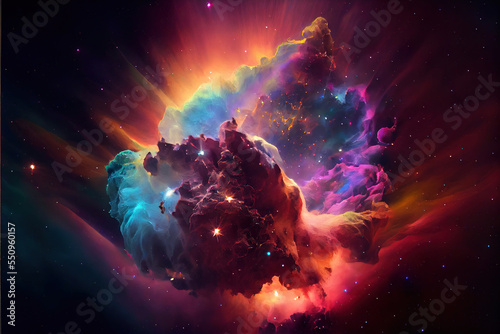 colorful space galaxy, supernova nebula background