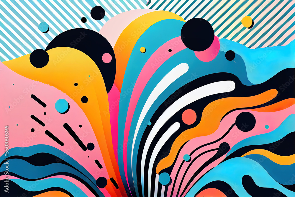 cartoon style abstract colorful pop art background