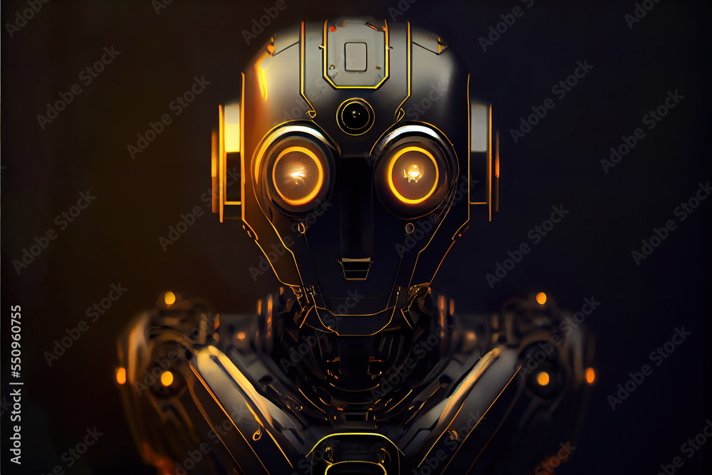 Fototapeta premium futuristic robot cyborg with glowing eyes
