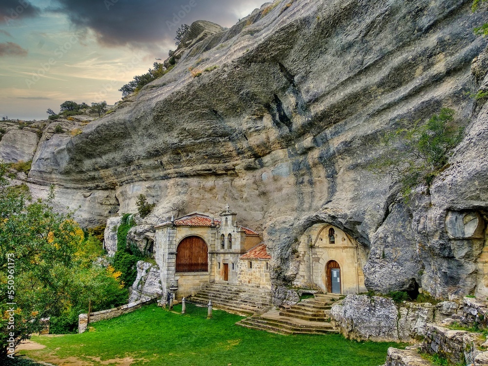 Chapel of San Bernabe in Ojo Guareña Natural Monument, Las Merindades, Burgos province, Castile Leon, Spain.