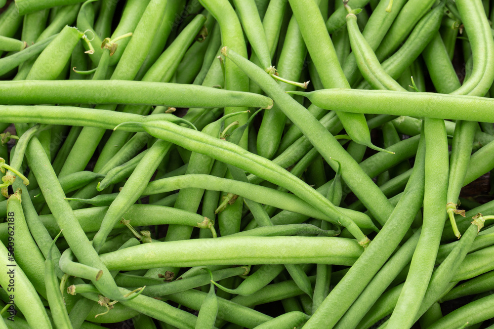 Green beans background. Vegan food. Green beans background. Vegan food.