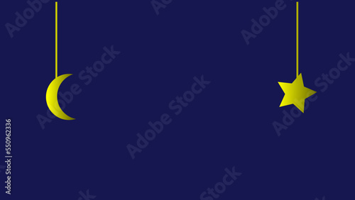 Dark blue background with a star and crescent moon