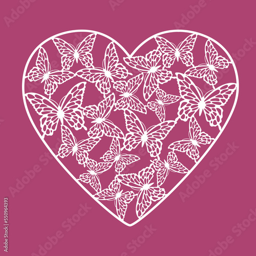 Vector heart from  butterflies. Laser cut