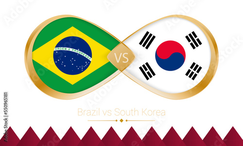 Brazil versus South Korea golden icon for Football 2022 match, Round of 16.