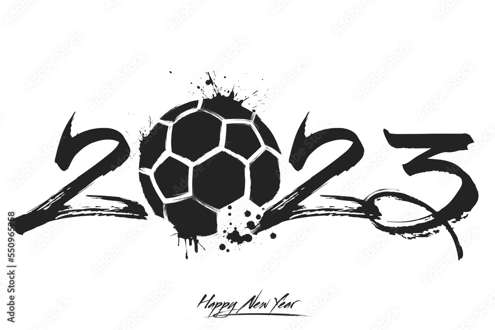 Fototapeta premium Happy New Year 2023 and handball ball