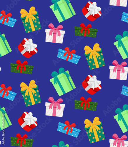 Gift boxes seamless pattern. Ultra violet color vector background