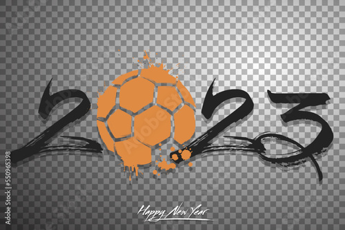 Happy New Year 2023 and handball ball