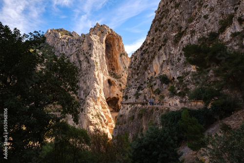 Caminito del Ray, The King's Path. A famous walkway along the steep walls of a narrow gorge in Spain.