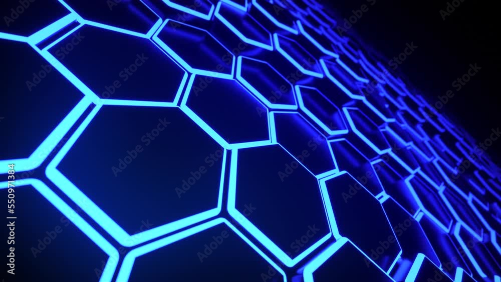 Futuristic Hexagon background. 3d render. Abstract blue Hexagonal pattern. Random motion. Seamless loop Futuristic Hexagon background. 3d render. Abstract blue Hexagonal pattern. Random motion. Seamless loop