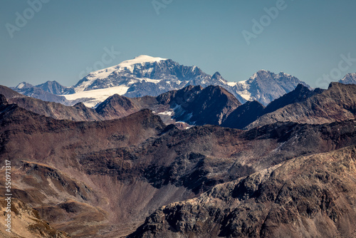 Dramatic landscape of swiss alps in upper Engadine  Graubunden  Switzerland