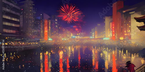 Wallpaper Mural fireworks over the river Torontodigital.ca