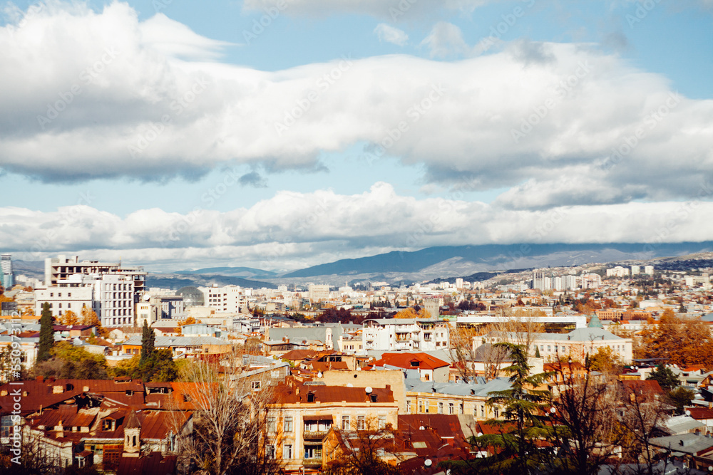 Panorama of the city of Tbilisi on a sunny day