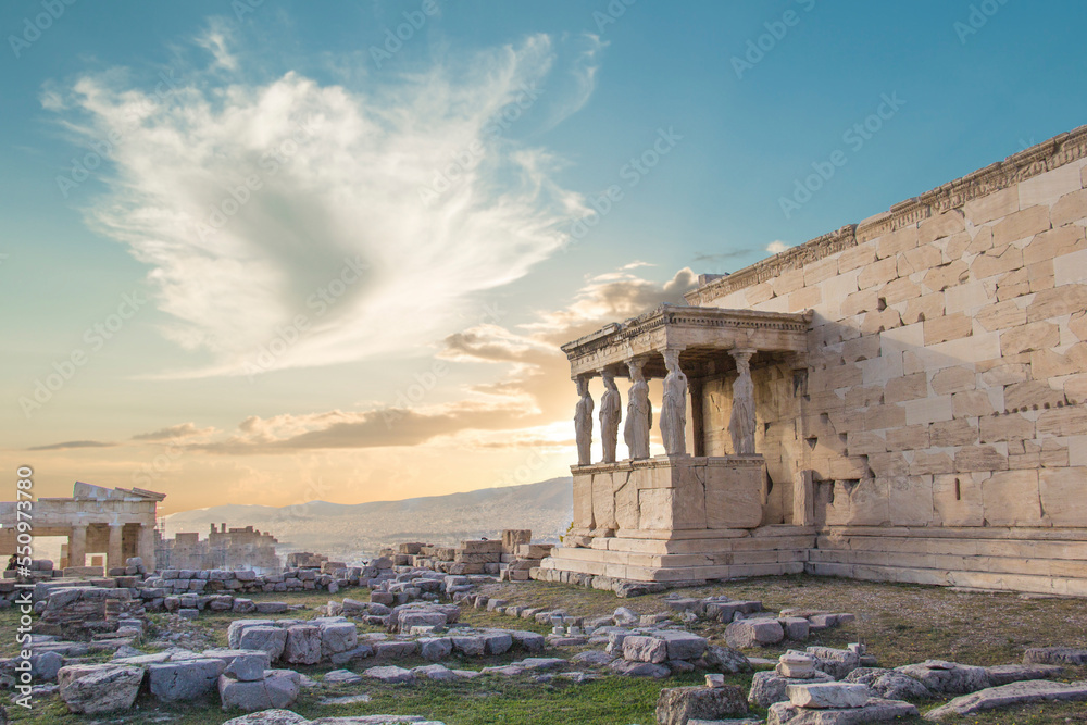 Fototapeta premium Beautiful view of the Acropolis and Erechtheion in Athens, Greece