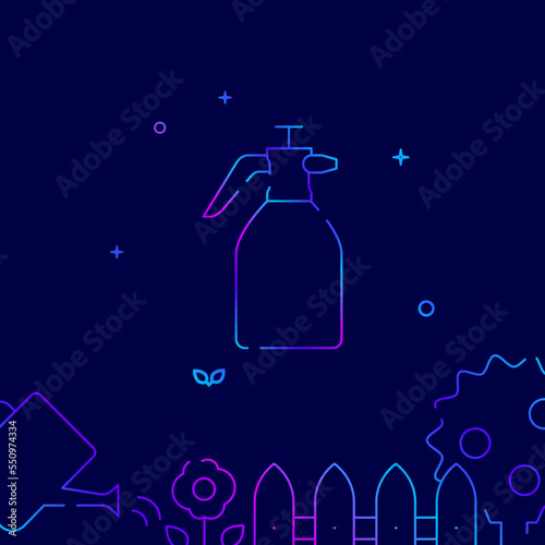 Garden sprayer, pulverizer gradient line icon, vector illustration