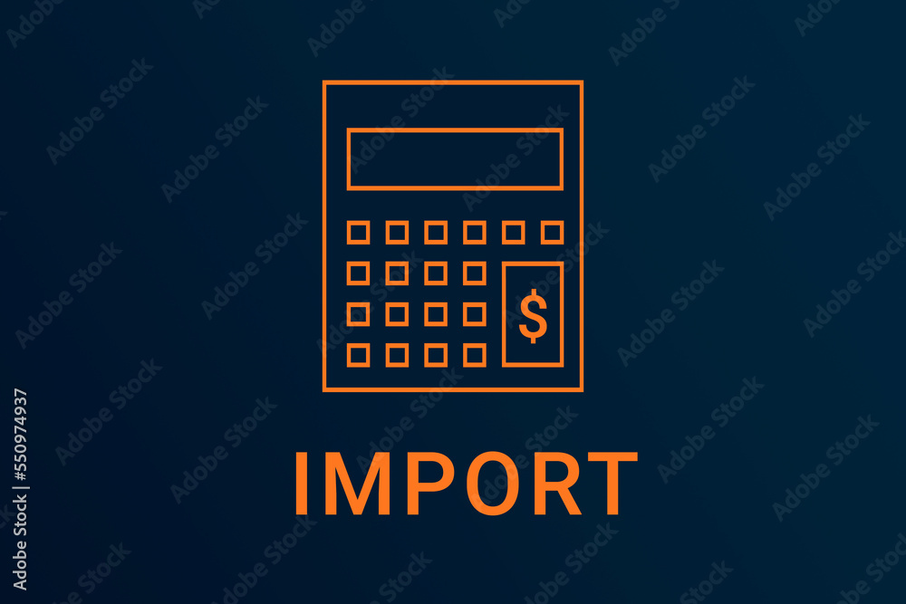 import text. Calculator symbolizes economy. import logo on dark background. Illustration import . Financial screensaver. Minimalist orange calculator import text. Calculator symbolizes economy. import logo on dark background. Illustration import . Financial screensaver. Minimalist orange calculator