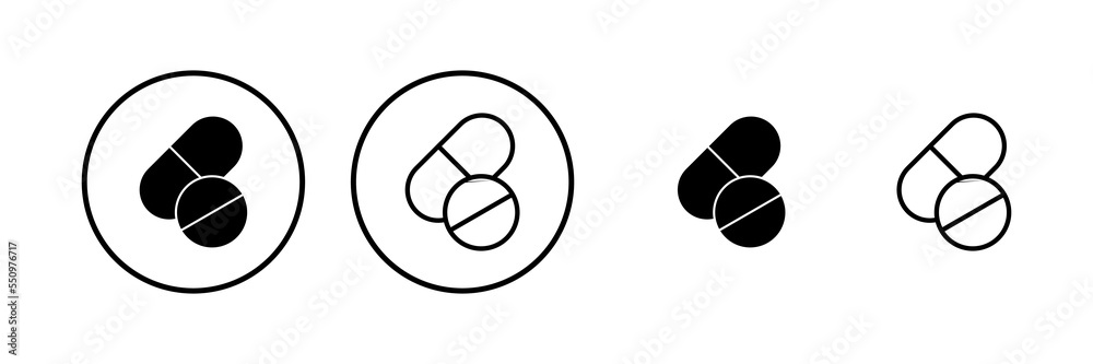 Pills icon vector illustration. capsule icon. Drug sign and symbol Pills icon vector illustration. capsule icon. Drug sign and symbol