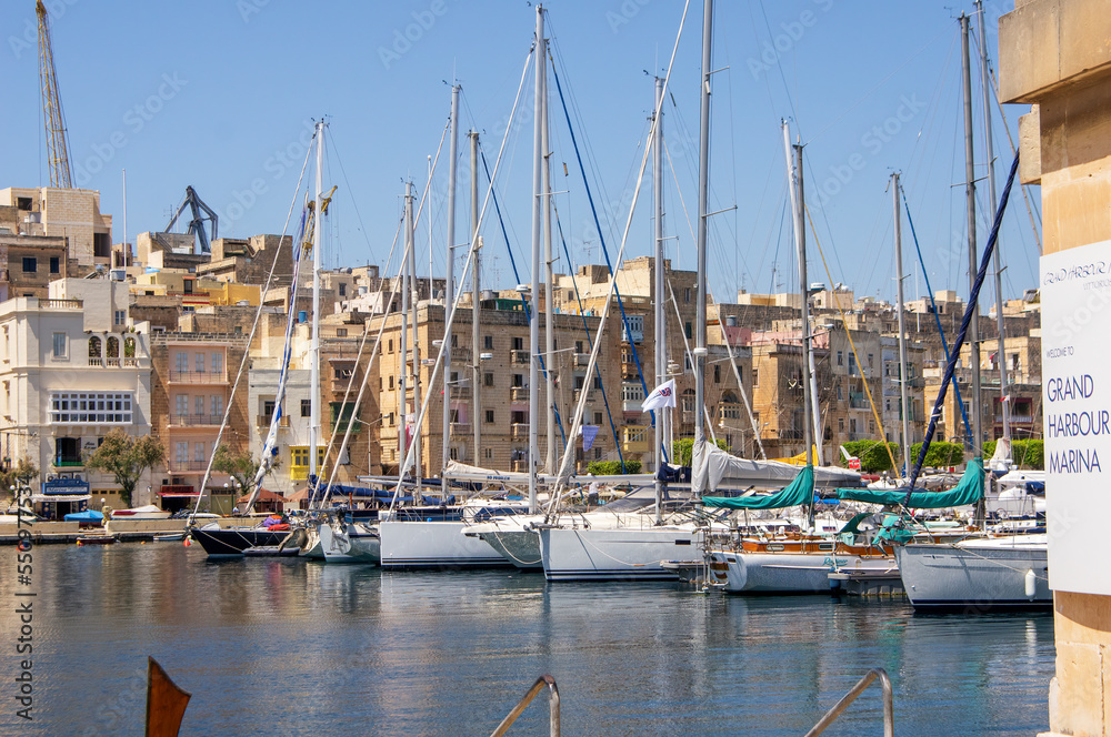 Boats in Grand Harbour marina, Grand Harbour, Malta