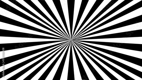 Black and white sunburst striped background vector illustration.