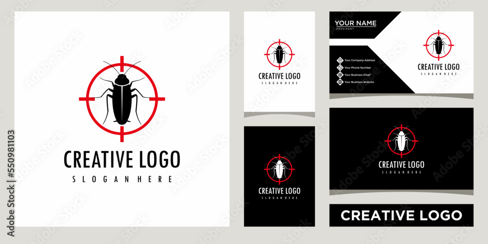 Pest Control icon Logo design Template with business card design vector de Stock Adobe Stock