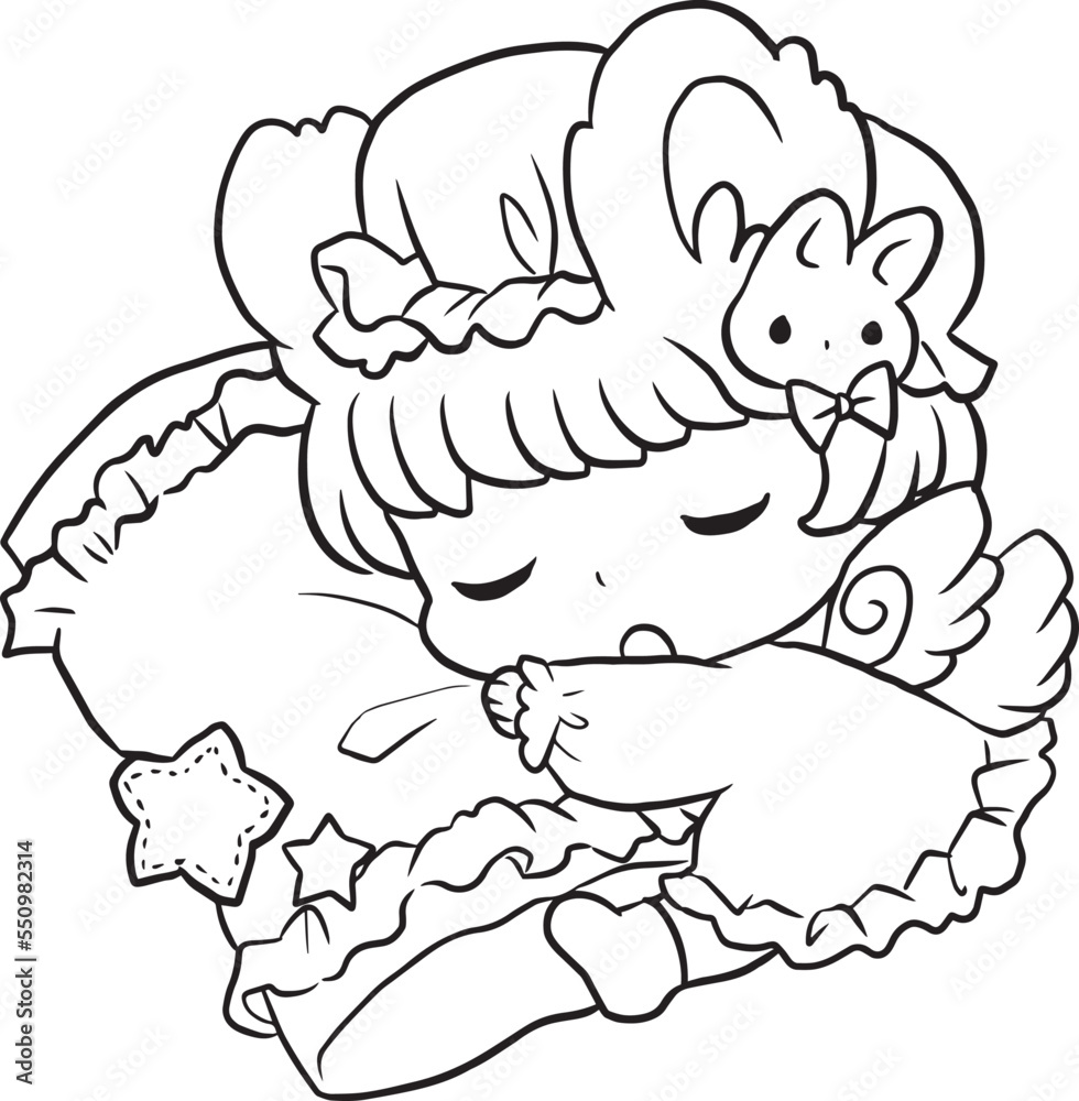 girl fantasy cartoon doodle kawaii anime coloring page cute ...