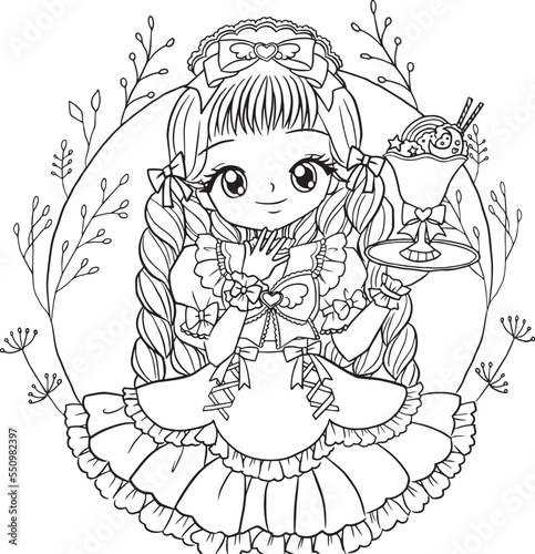 princess girl cartoon doodle kawaii anime coloring page cute illustration drawing clip art character chibi manga comic