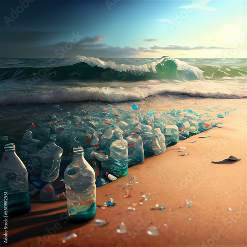 Plastic polluted sea