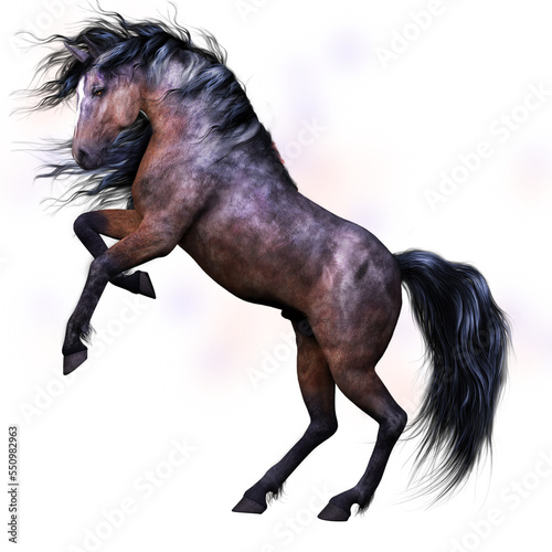 Fotografia 3d digital render of a rearing horse with transparent background