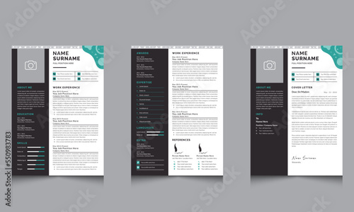 Vector Minimalist Creative Resume CV Templates with Cover Letter Jobs Resumes Design