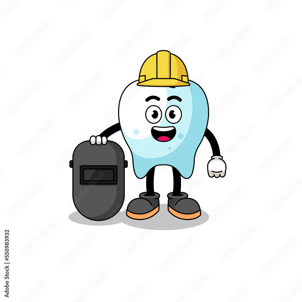 Mascot of tooth as a welder Mascot of tooth as a welder