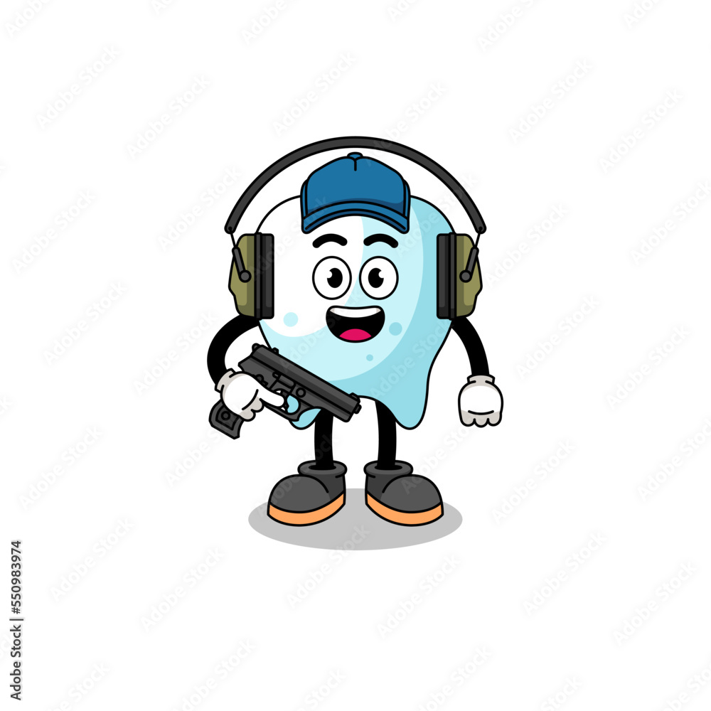 Character mascot of tooth doing shooting range Character mascot of tooth doing shooting range