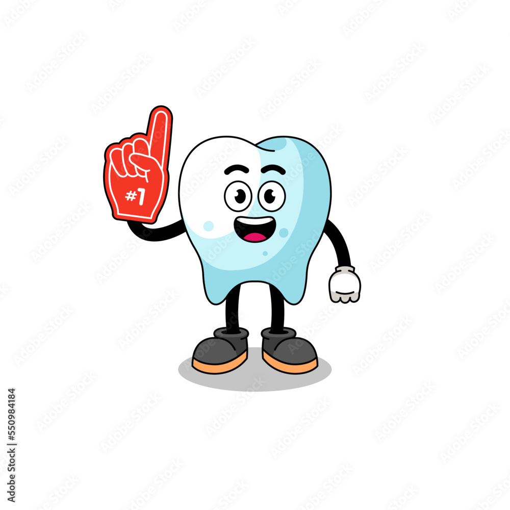 Cartoon mascot of tooth number 1 fans Cartoon mascot of tooth number 1 fans