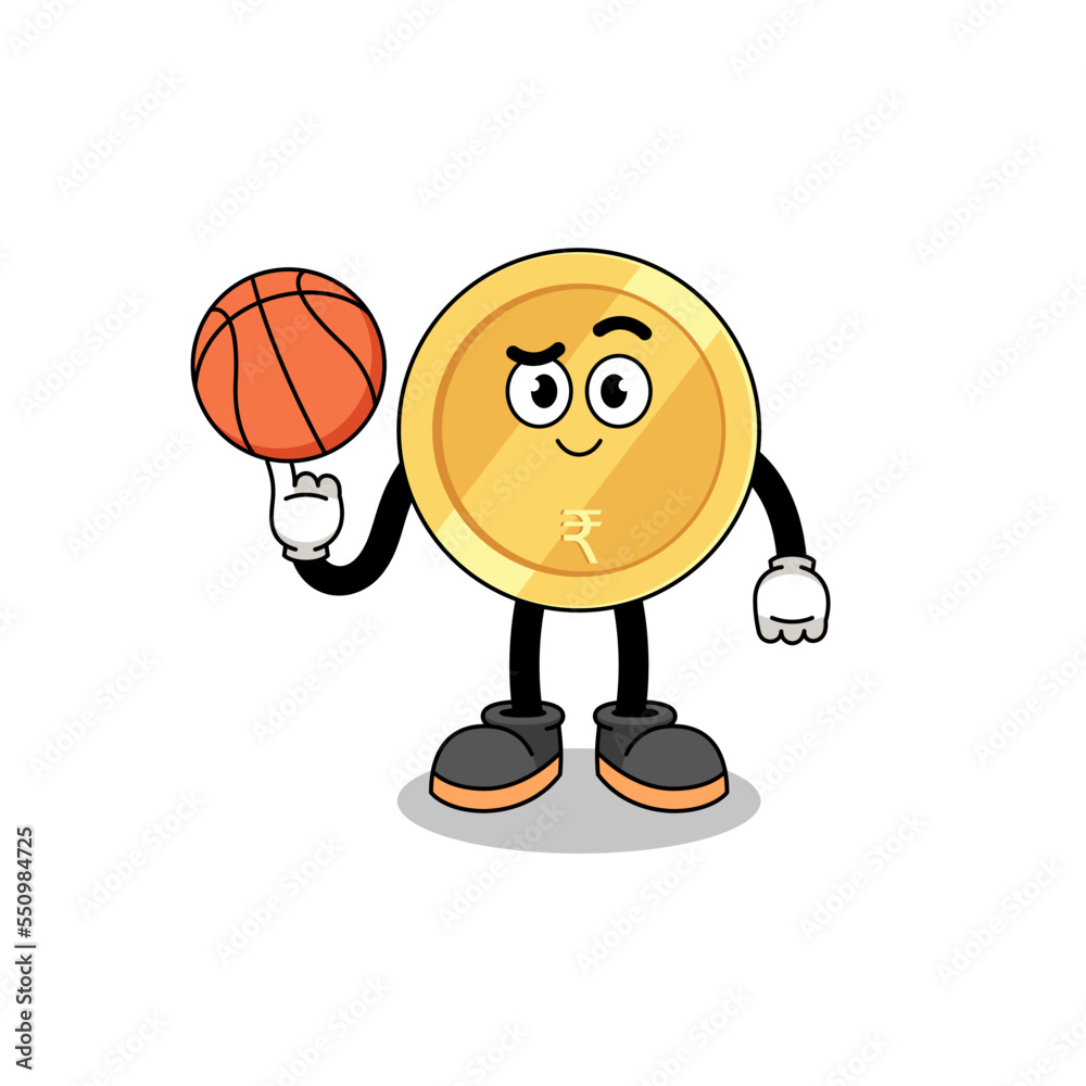 indian rupee illustration as a basketball player
