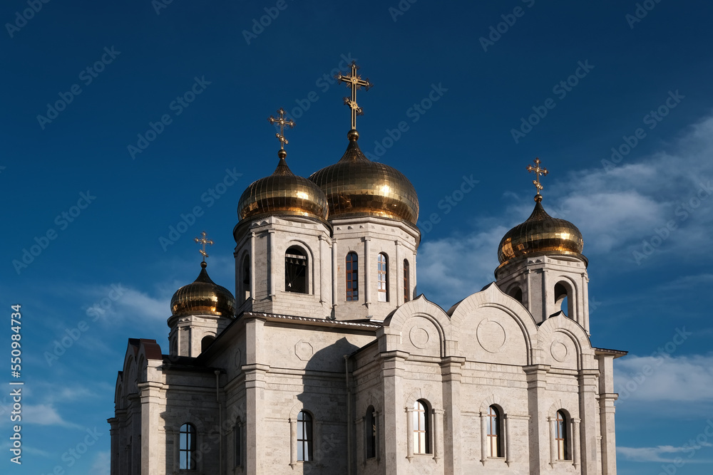 Spassky Cathedral on sunny winter day. Pyatigorsk, Stavropol Krai, Russia.