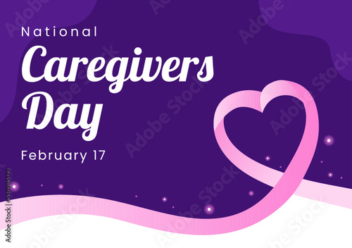 National Caregivers Day on February 17th Provide Selfless Personal Care and Physical Support in Flat Cartoon Hand Drawn Templates Illustration