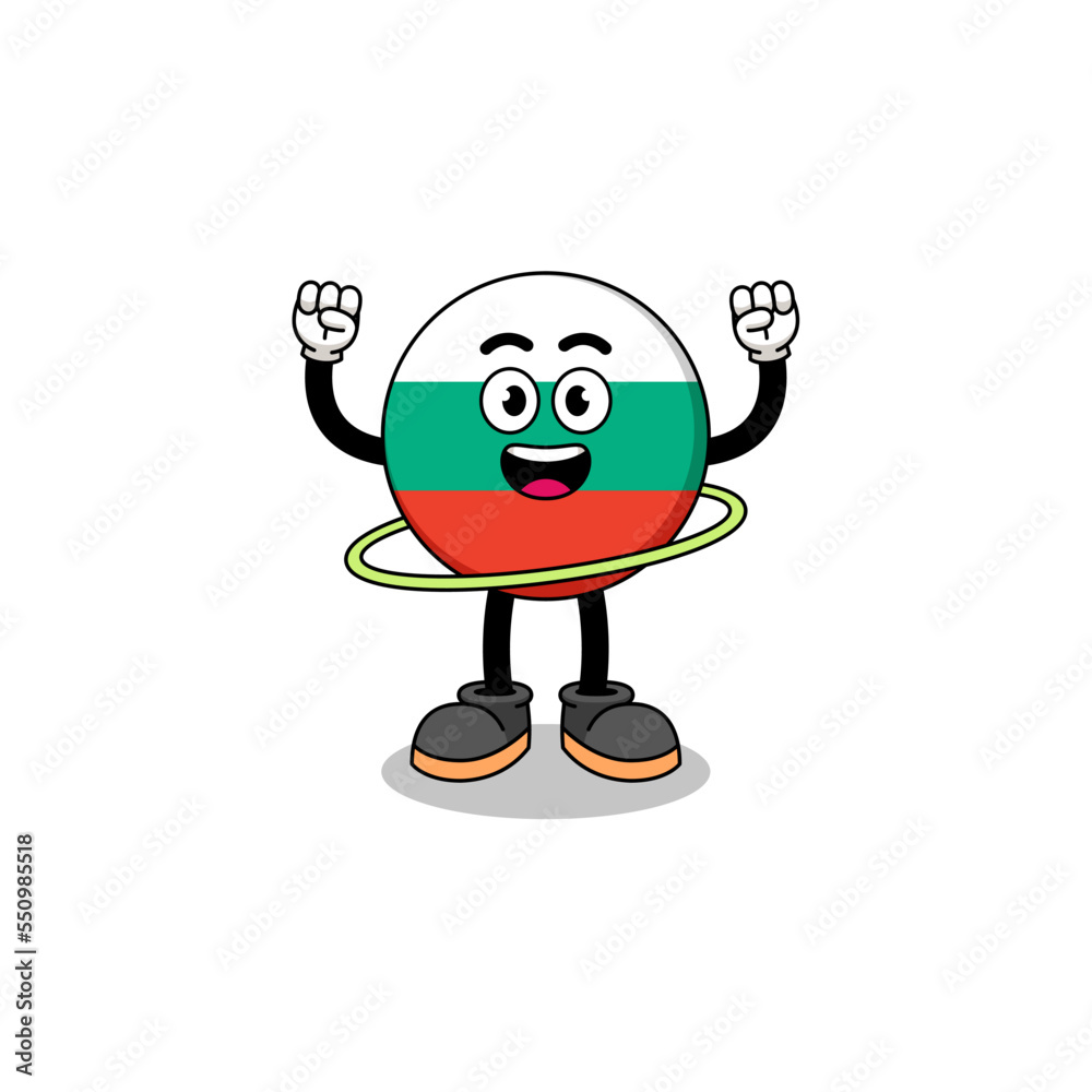Character Illustration of bulgaria flag playing hula hoop