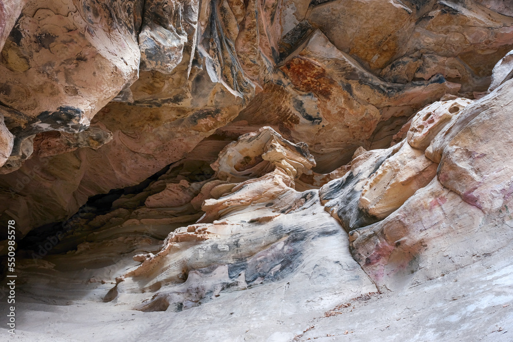 Cheese rocks (also Cheese cave) are natural landmark of Karachay-Cherkessia. Caucasus, Russia.