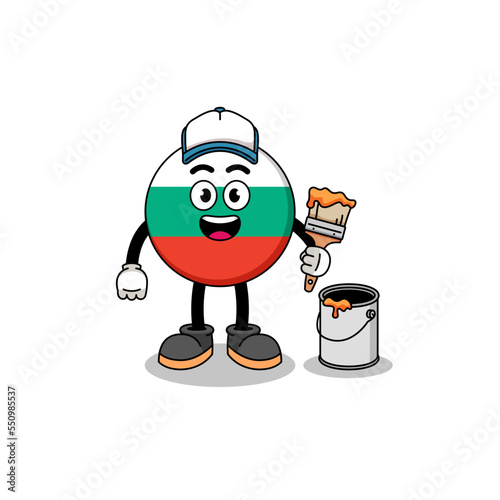 Character mascot of bulgaria flag as a painter