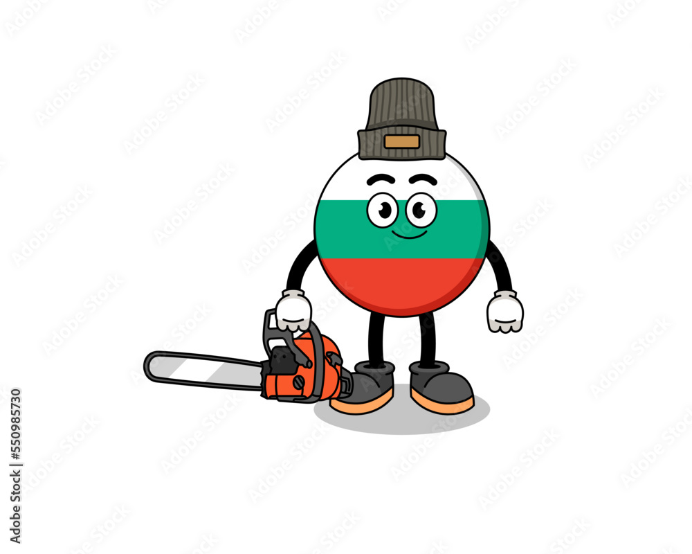 bulgaria flag illustration cartoon as a lumberjack