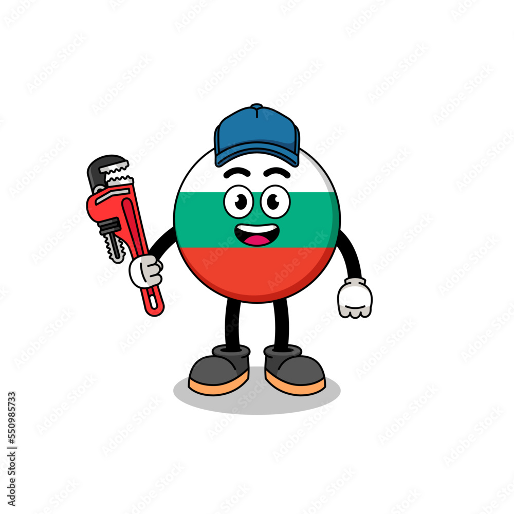 bulgaria flag illustration cartoon as a plumber