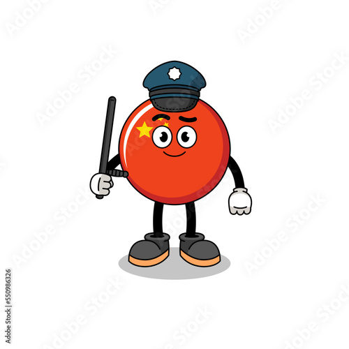 Cartoon Illustration of china flag police