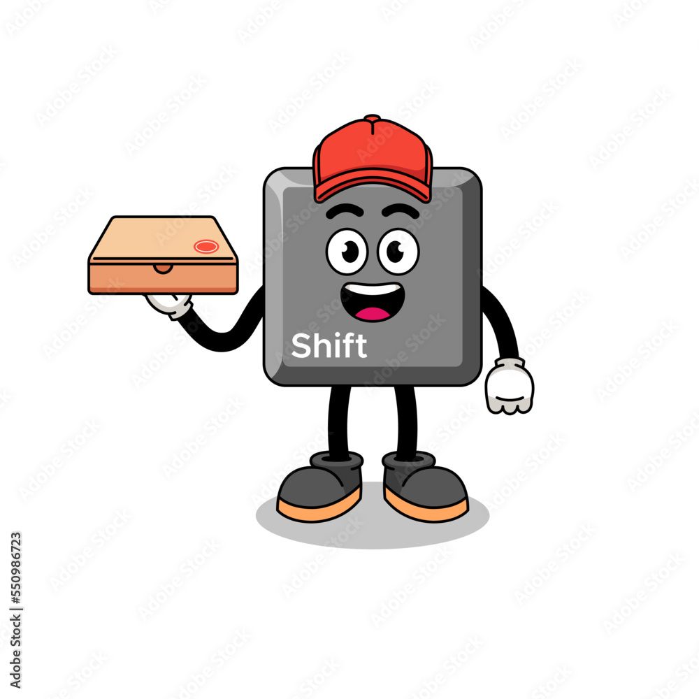 keyboard shift key illustration as a pizza deliveryman keyboard shift key illustration as a pizza deliveryman