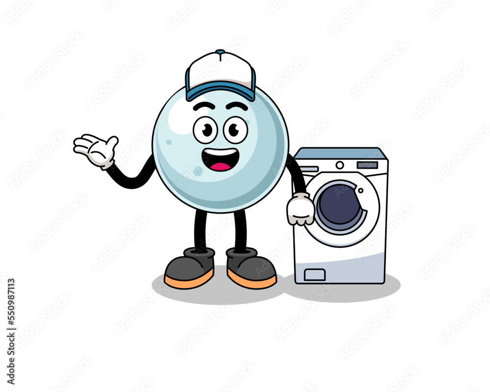 silver ball illustration as a laundry man