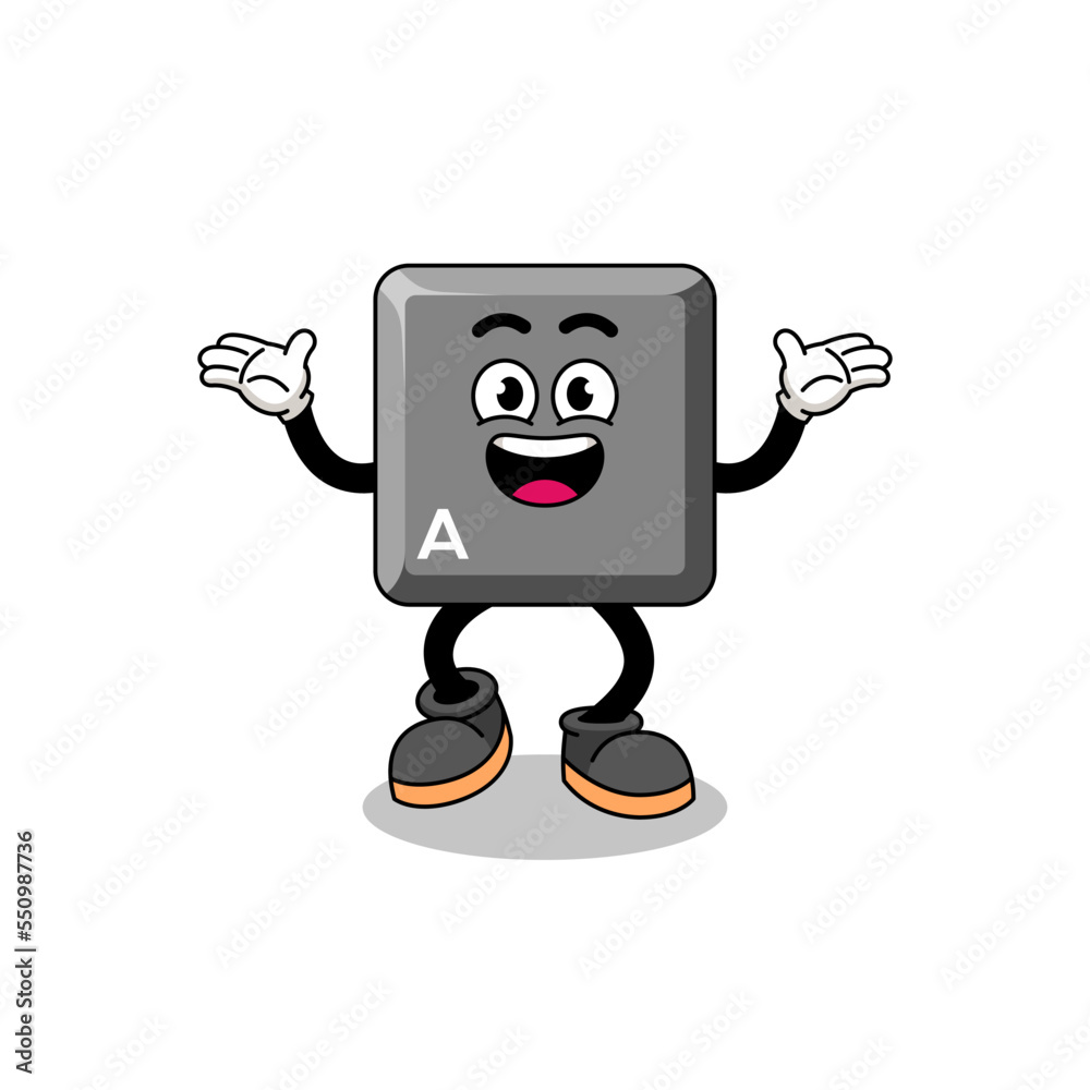 keyboard A key cartoon searching with happy gesture keyboard A key cartoon searching with happy gesture