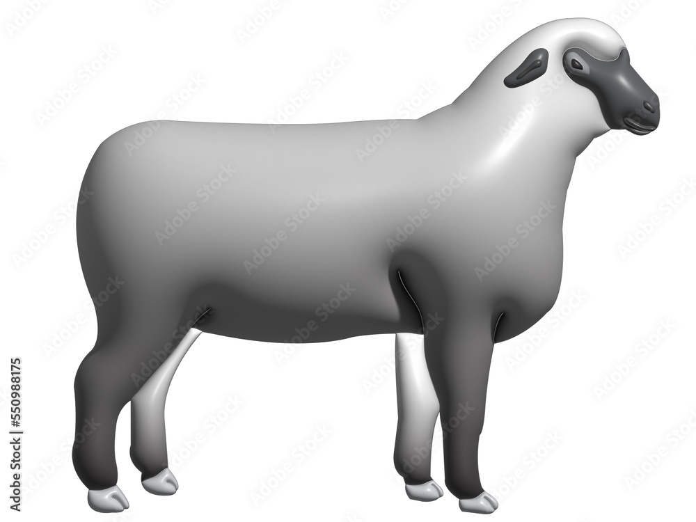 Fototapeta premium Sheep in 3D rendering format.