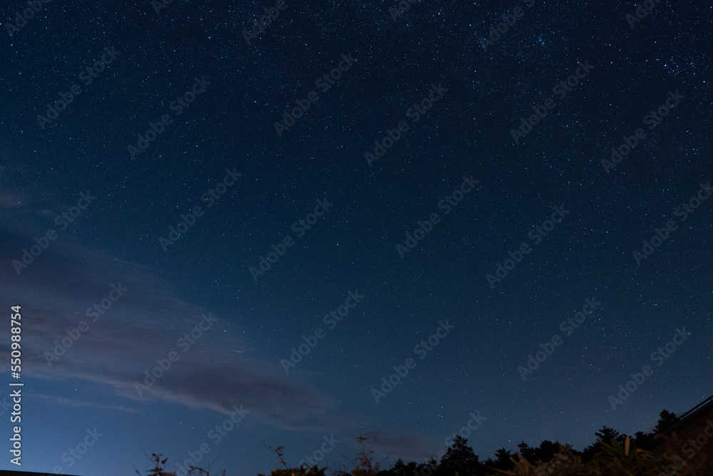 Obraz premium Starry sky taken from the parking lot of Odaigahara in Nara, Japan