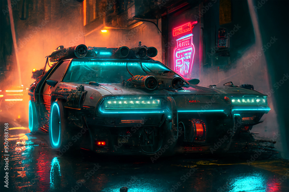 cyberpunk car 2044 metaverse Stock イラスト Adobe Stock
