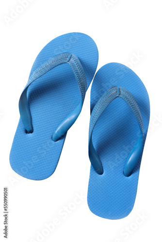 Blue flipflop summer beach shoe sandals isolated transparent background photo PNG file
