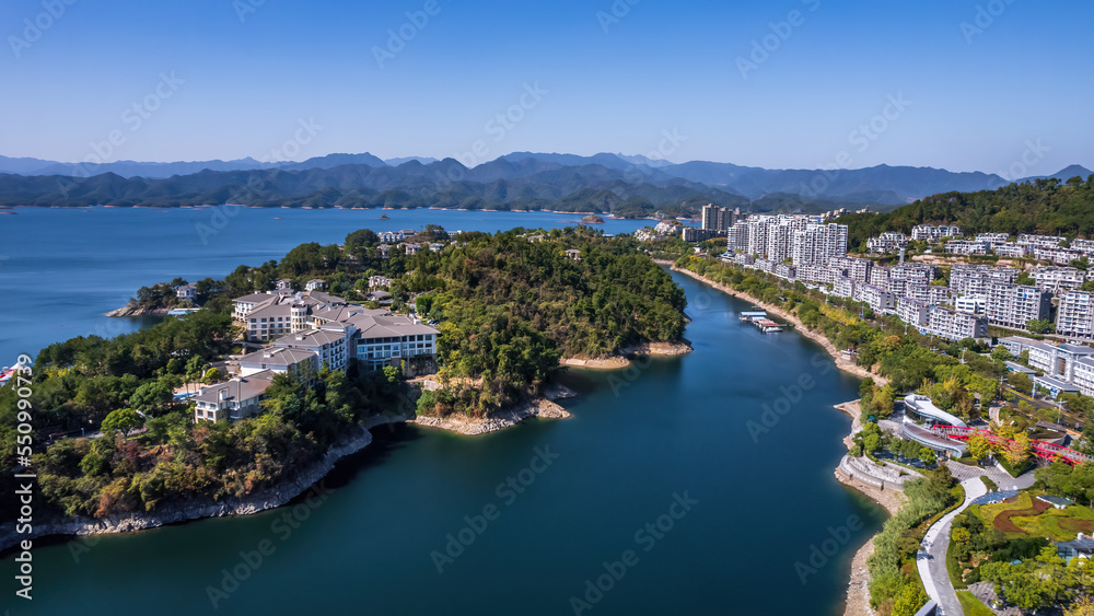 Aerial photography of the beautiful natural scenery of Qiandao Lake