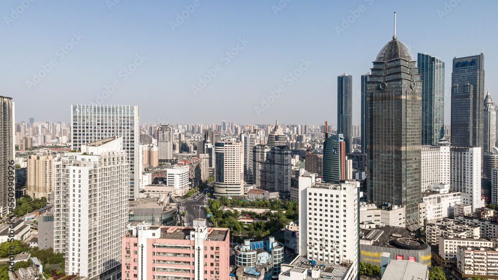 Obraz premium Aerial photography of Chinese modern urban architectural landscape skyline